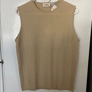 Neiman Marcus NWT XL Ice Beige 100% Cashmere Blouse